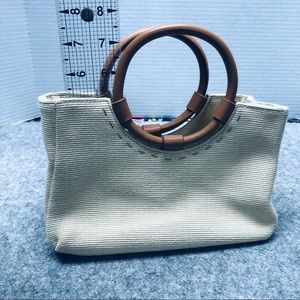 Small Canvas Fossil bag. Tan and leather.
